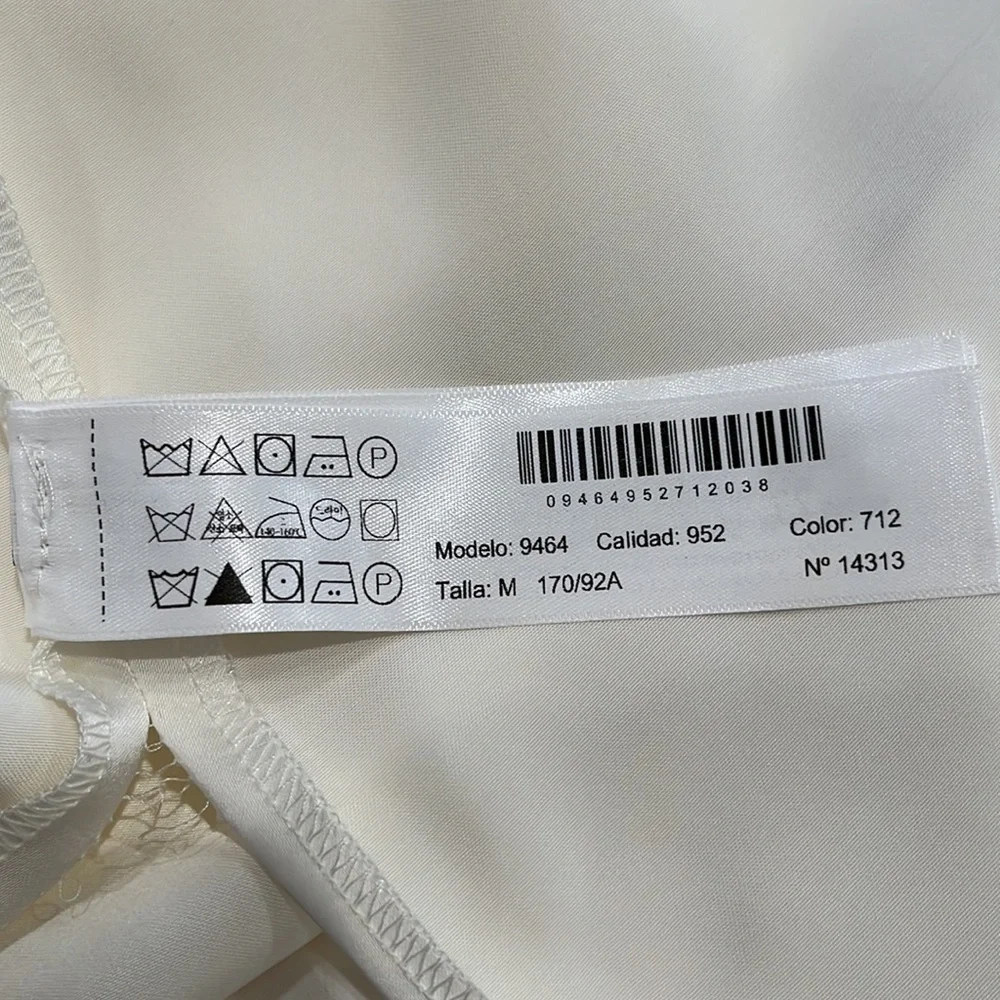 Massimo Dutti Studio tuxedo style silky oversized button up dress cream/black M - Picture 10 of 14
